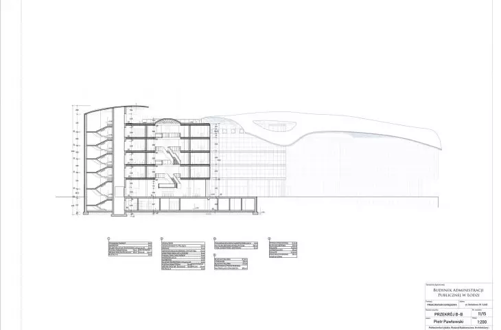 cross-section B-B - District Prosecutor's Office in Łódź