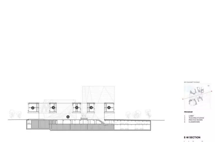 Juilliard School in Tianjin - cross section of the building 