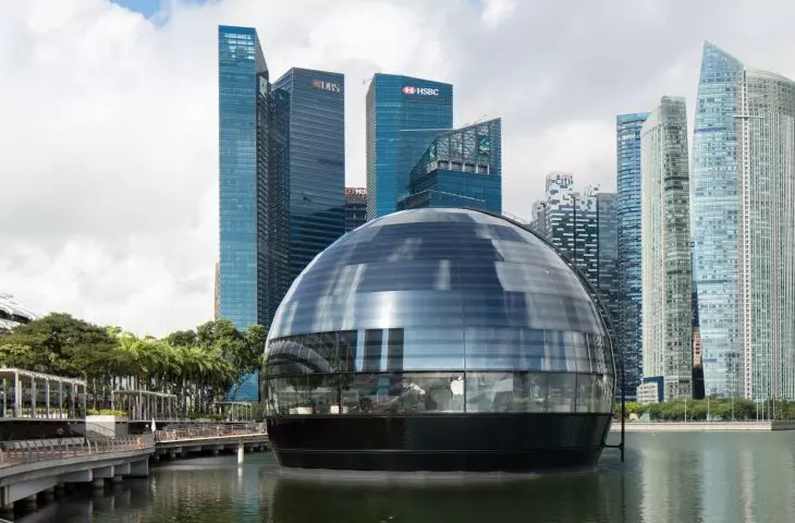 Apple store on the Marina Bay waterfront in Singapore