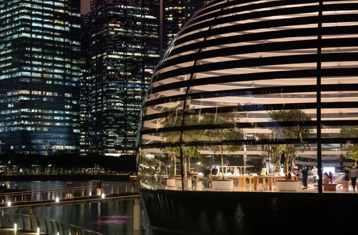 Apple store on the Marina Bay waterfront in Singapore