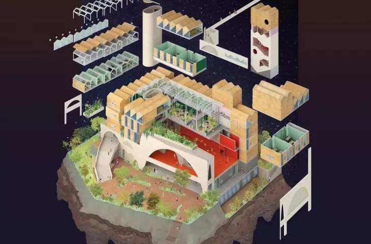 Reggio School in Madrid - diagram of the vertical structure of the building 