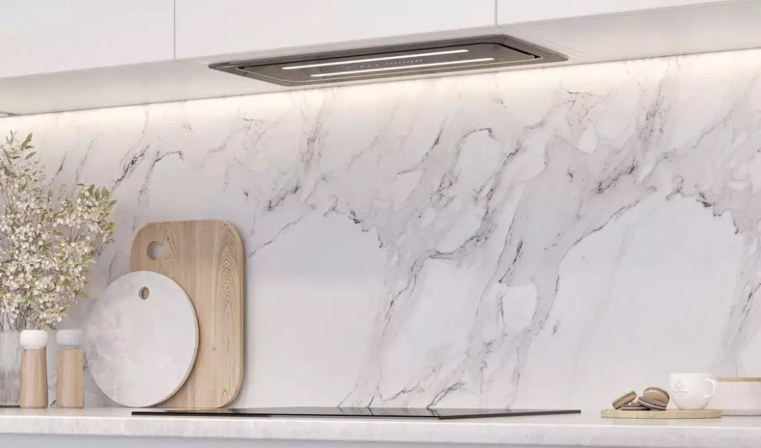 The under-cabinet hood is almost invisible, making it a perfect fit in modern, minimalist settings