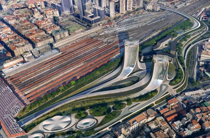 Development plan for the eastern part of Naples - visualization with a view of the two skyscrapers that will serve as the new headquarters of the regional government