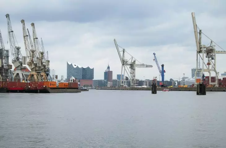 Elbphilharmonie - philharmonic hall in Hamburg on the Elbe River