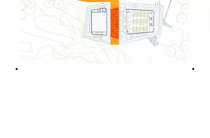 Plasencia conference center - plan showing the main hall 