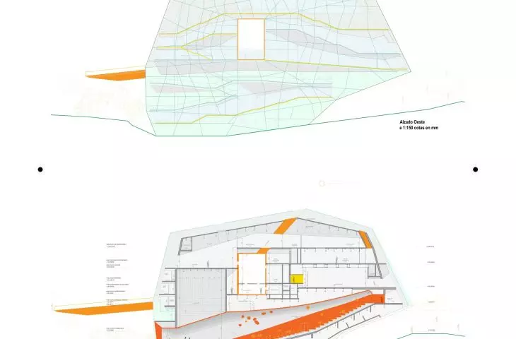 Plasencia conference center - longitudinal cross-section   