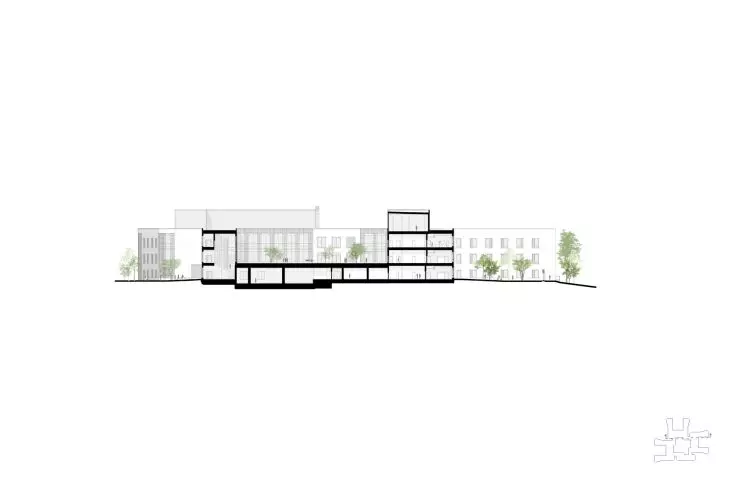 Klinika psychiatryczna w Tampere  — przekrój podłużny 