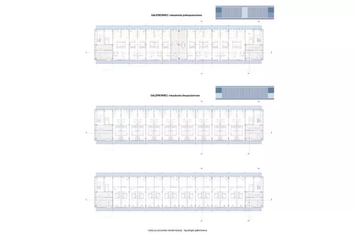 projections after the modernization and adaptation process; typology of the gallery building