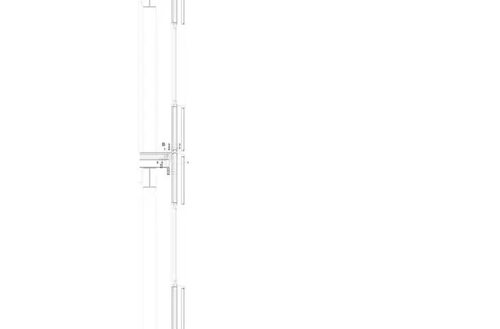 detail of curtain wall before modernization