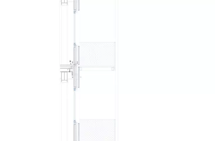detail of curtain wall after modernization