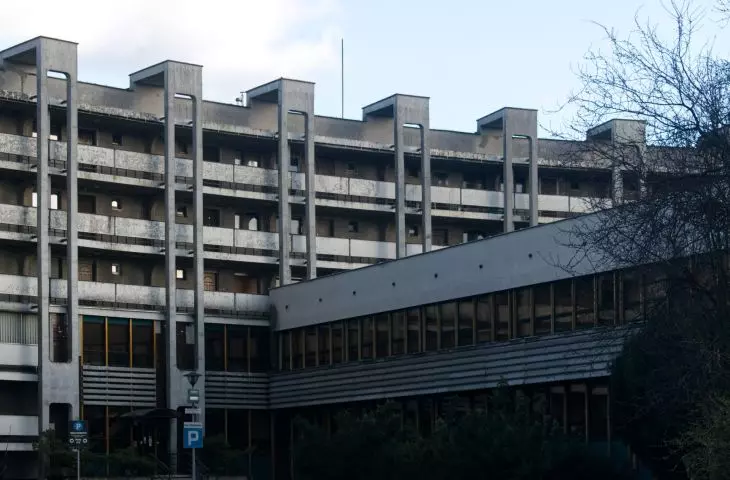 Modernist PKO rotunda on Kapelanka in Krakow
