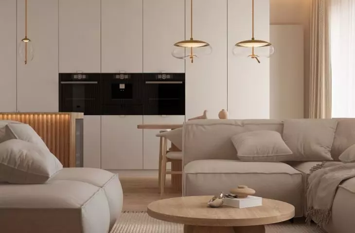 Projektując taką kuchnię kluczowe jest stworzenie spójnej koncepcji, która połączy ją z resztą wnętrza