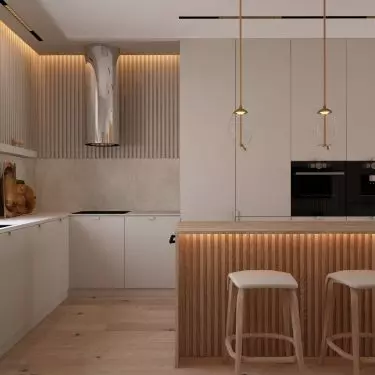 In open space, the kitchen often acts as a link between zones