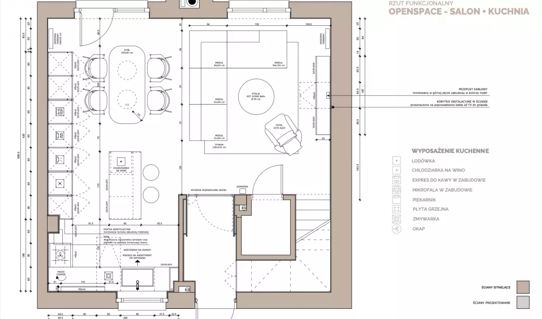 View of living room with kitchen