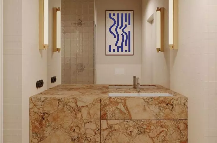 Bathroom with cobalt accent