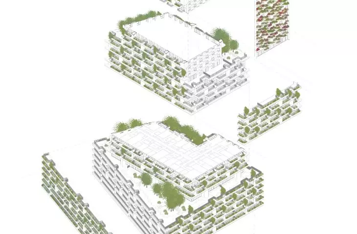 Zielony wieżowiec Wonderwoods w Utrechcie, Holandia – schemat budynku 