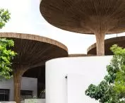 TAPMI Centre for Development and Competitiveness, Manipal, India - an important element of the project is the reinterpretation of traditional umbrellas