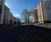 Przestrzeń między blokami osiedla Paderewskiego 