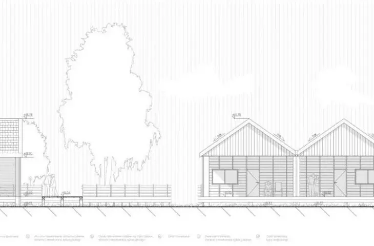East and west elevations, buildings 1 and 2