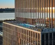 The 35 Hudson Yards skyscraper in New York City - terraces, shrinking and multiplying with height, bring public spaces from street level to higher floors