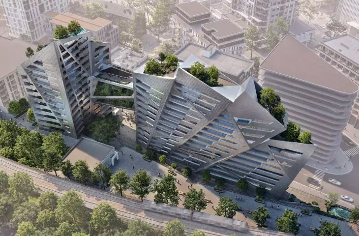 Building for the Léon Blum district - visualization of the bird's eye view 