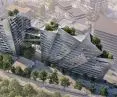 Building for the Léon Blum district - visualization of the bird's eye view 