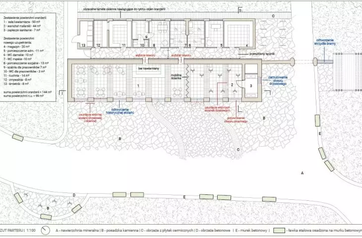 cafe and painting workshop - first floor plan