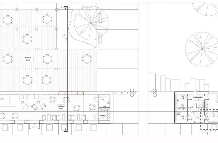 project of orangery with poetry cafe and workshop room - projection