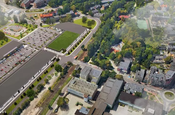 New shopping center on the site of a former steel mill in Siemianowice Slaskie