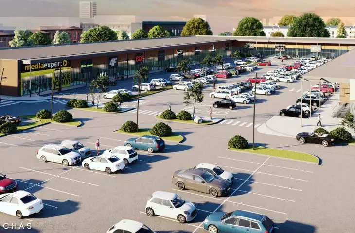 New shopping center on the site of a former steel mill in Siemianowice Slaskie