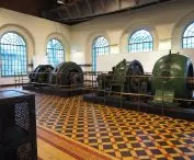Interior of the power plant with restored machinery