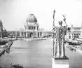 Westward view from the Peristyle, Courtyard of Honor and Great Basin at the 1893 World's Columbian Exposition.