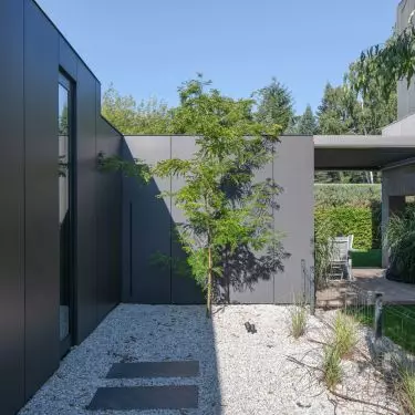 An intimate courtyard has been created in one of the side zones