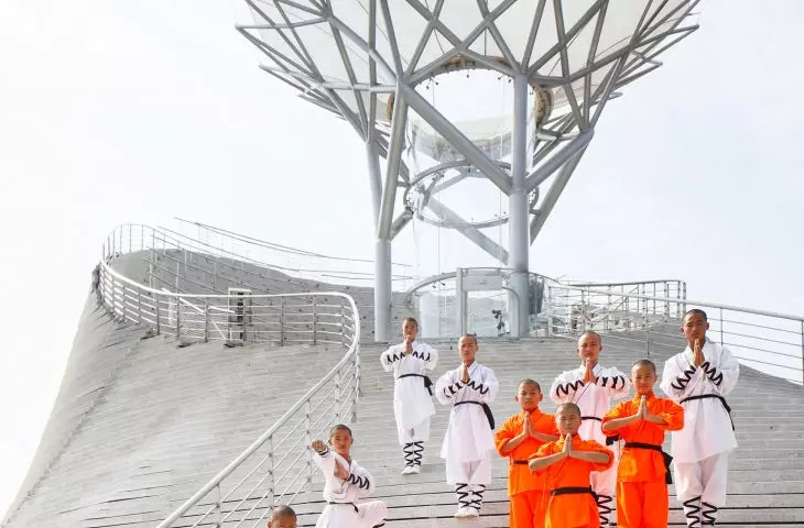 Shaolin Flying Monk Theater has a stage with a wind tunnel