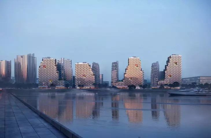 Tencent P5 residential complex in Shenzhen - visualization from the water side 