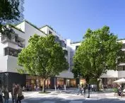 Tencent P5 residential complex in Shenzhen - the areas between the towers, full of trees and alleys, are to balance the vertical development, creating a harmonious landscape