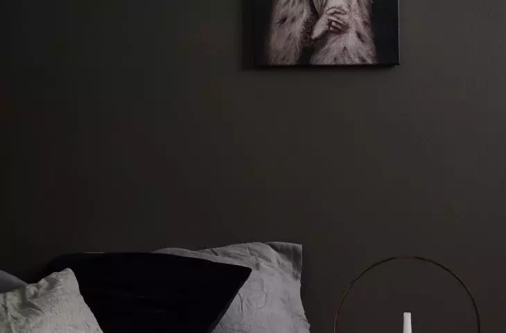 Bedroom in dark shades exudes luxury