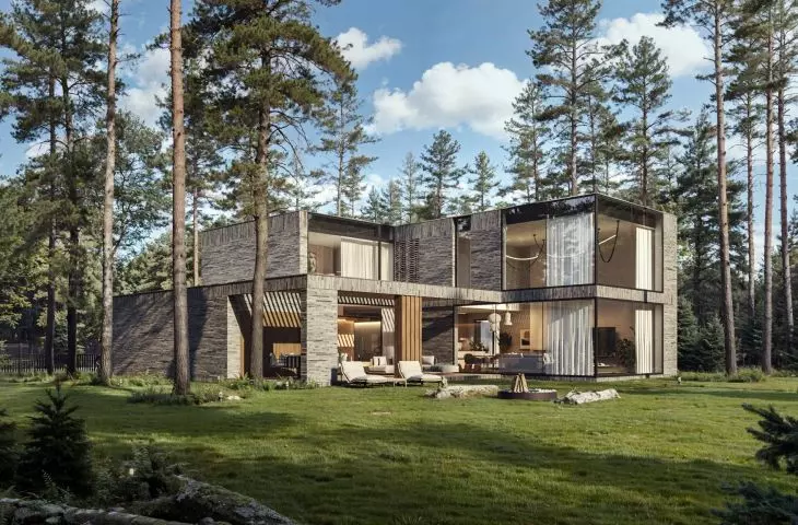 House for 2+2 family model with additional study and gym