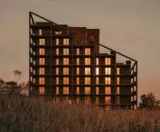 terraces, or so-called summer gardens, are located in a cascade, which makes the building take on a more dynamic shape