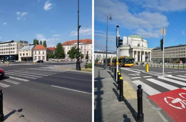 Three Crosses Square before and after the 2023 renovation