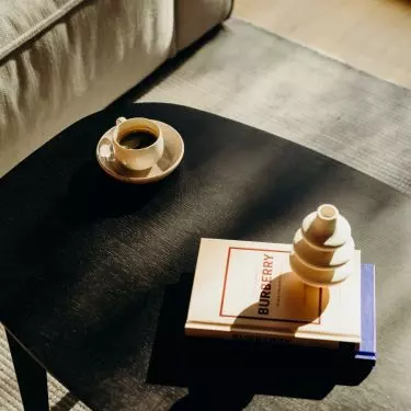 Wooden coffee table in the living room