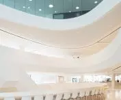 Nowa siedziba główna BNP Paribas Fortis przy Montagne du Parc w Brukseli – widok wnętrza 