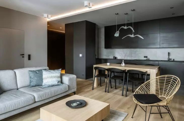 Anthracite color in a modern interior, proj.: TILLA Architects