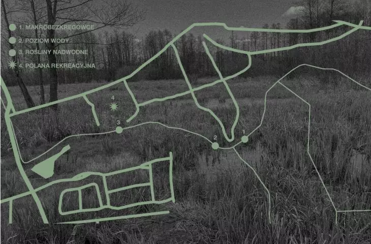 map of the Lipkovska Woda area with the location of the objects marked