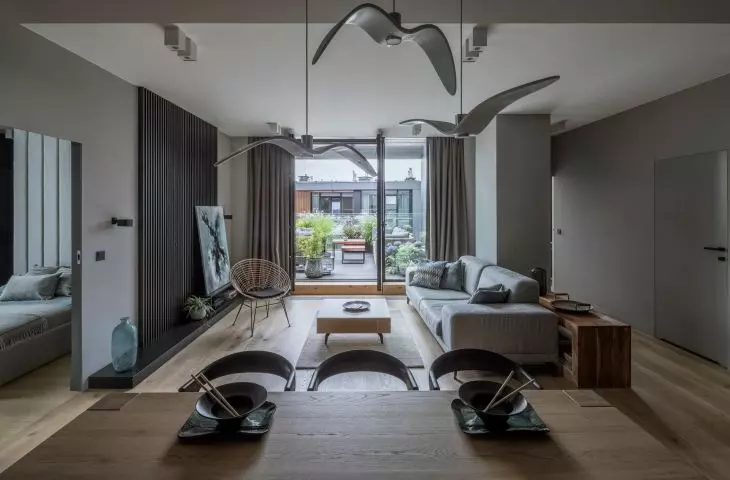 Antracytowy kolor w nowoczesnym wnętrzu, proj.: TILLA Architects