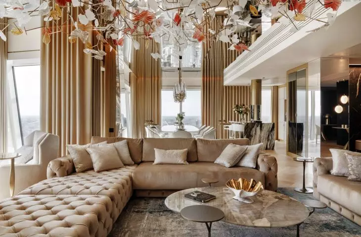 Living room in an apartment at Zlota 44 in Warsaw.