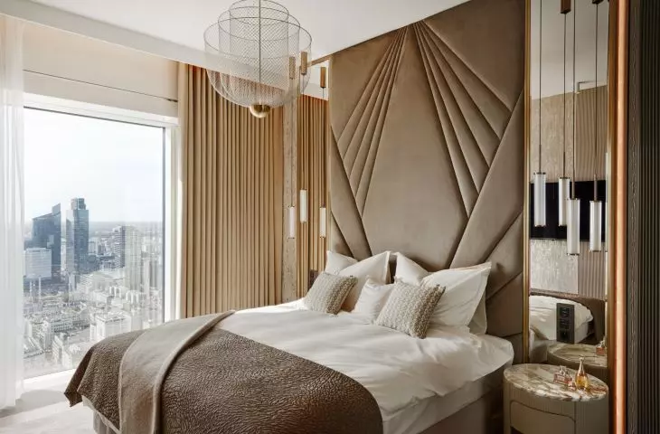 Interior of the apartment at Zlota 44 street in Warsaw - view of the bedroom