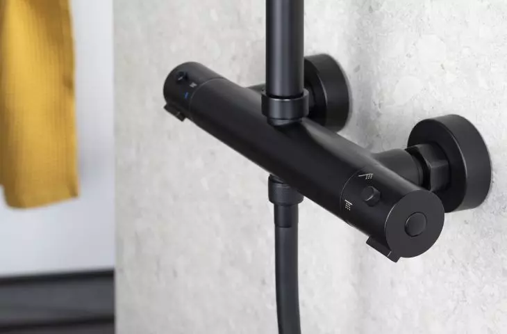 Black or white in the bathroom? - Moza Black rainshower (close-up)
