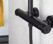Black or white in the bathroom? - Moza Black rainshower (close-up)