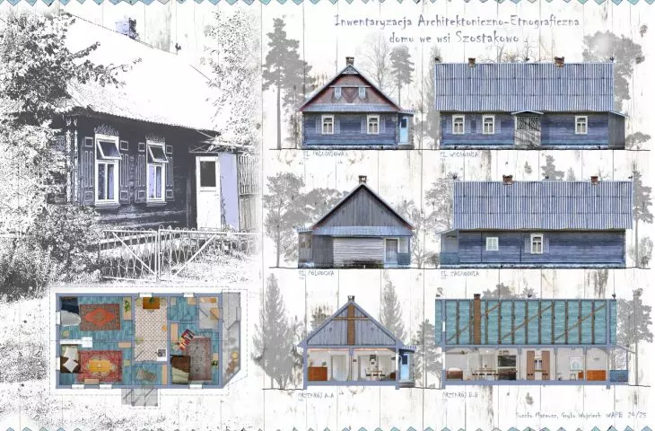 inwentaryzacja architektoniczno-etnograficzna domu we wsi Szostakowo 